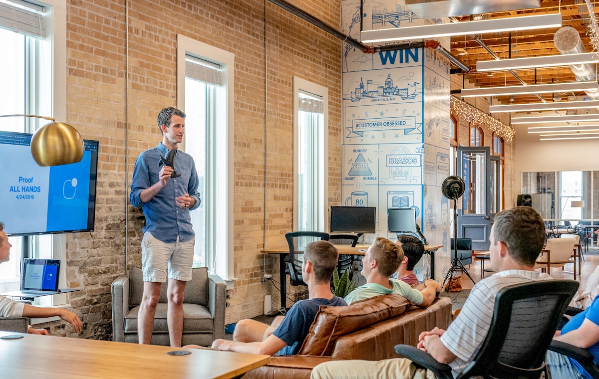 team in a modern office